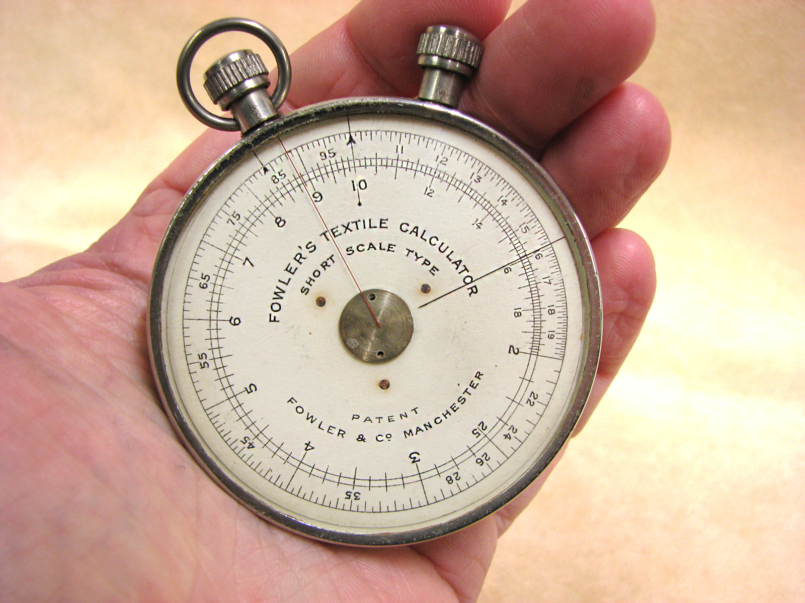 1930's single sided Fowlers Textile Calculator, Short Scale Type